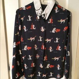 Cat/musician button up with cat collar